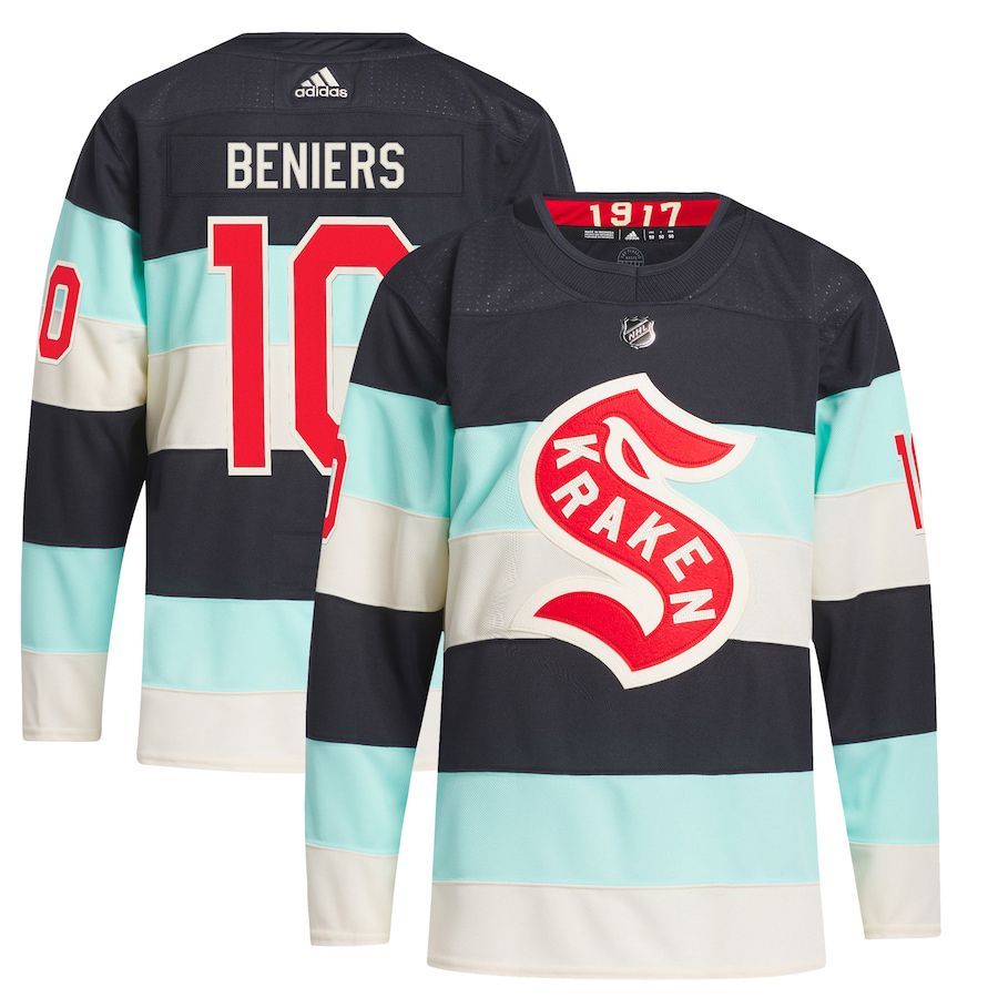 Men Seattle Kraken #10 Matty Beniers adidas Deep Sea Blue 2024 NHL Winter Classic Primegreen Authentic Player Jersey